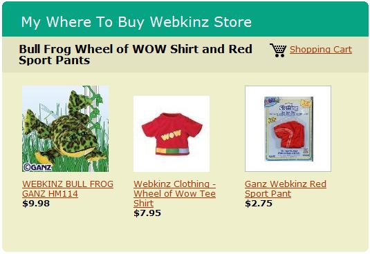Where to buy webkinz Wheel of WOW shirt