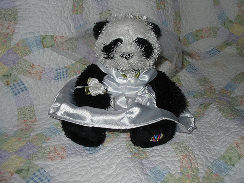 Webkinz Panda Bear in Webkinz Wedding Dress Outfit